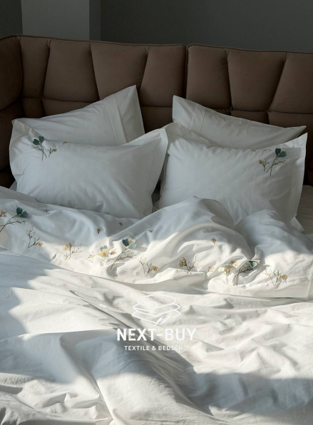 Постільна білизна євро Saheser Harmony Варена бавовна з вишивкою