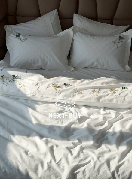 Постільна білизна євро Saheser Harmony Варена бавовна з вишивкою