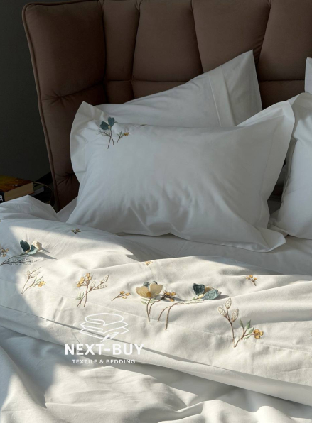 Постільна білизна євро Saheser Harmony Варена бавовна з вишивкою