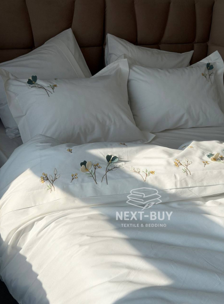 Постільна білизна євро Saheser Harmony Варена бавовна з вишивкою