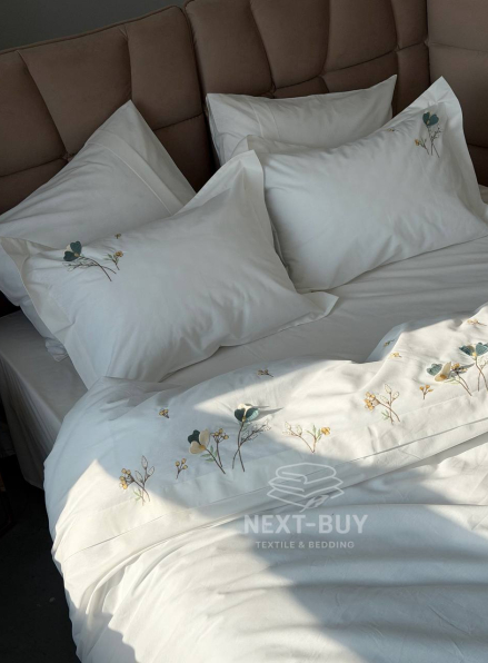Постільна білизна євро Saheser Harmony Варена бавовна з вишивкою