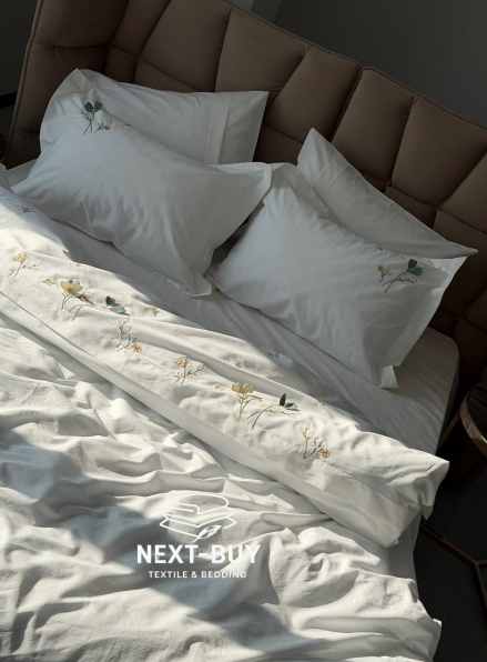 Постільна білизна євро Saheser Harmony Варена бавовна з вишивкою