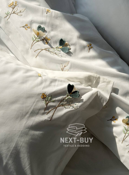 Постільна білизна євро Saheser Harmony Варена бавовна з вишивкою