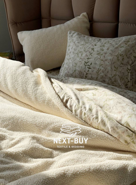 Зимовий комплект постільної білизни двосторонній Sherwood Krem полуторний Туреччина