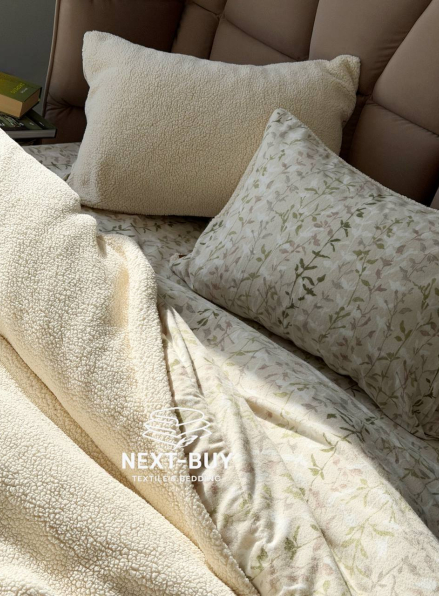 Зимовий комплект постільної білизни двосторонній Sherwood Krem євро Туреччина