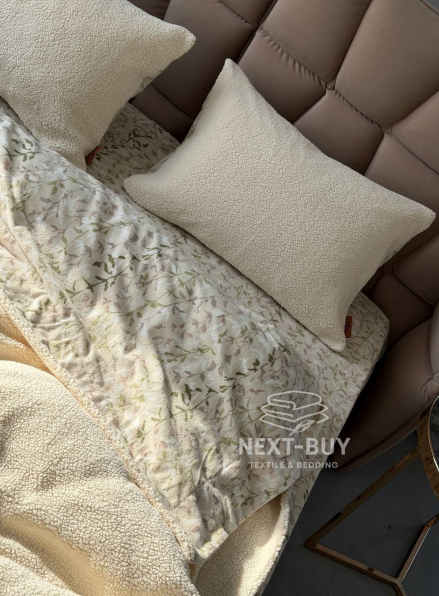 Зимовий комплект постільної білизни двосторонній Sherwood Krem полуторний Туреччина