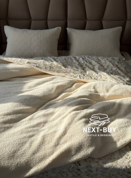 Зимовий комплект постільної білизни двосторонній Sherwood Krem полуторний Туреччина