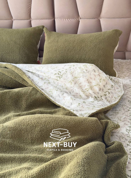 Зимовий комплект постільної білизни двосторонній Sherwood Haki полуторний Туреччина