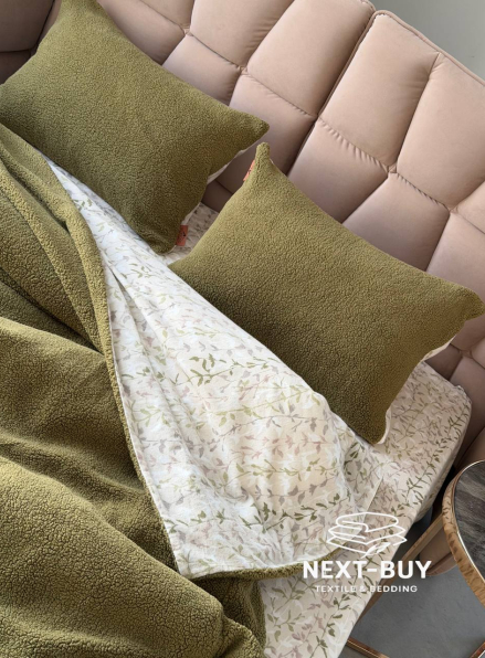 Зимовий комплект постільної білизни двосторонній Sherwood Haki полуторний Туреччина