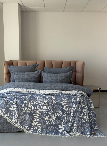 Муслиновое покрывало Saheser Model Amor Lacivert евро Турция