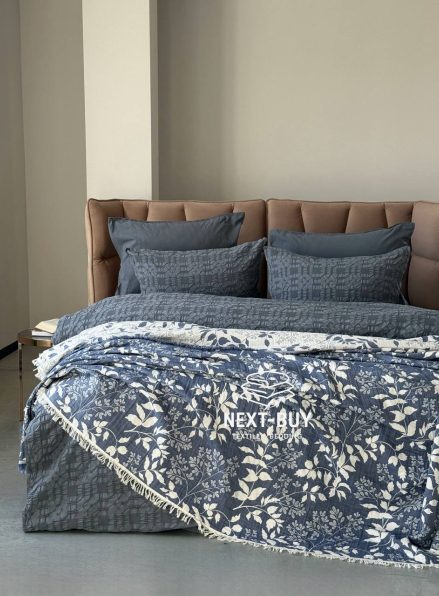 Муслиновое покрывало Saheser Model Amor Lacivert евро Турция