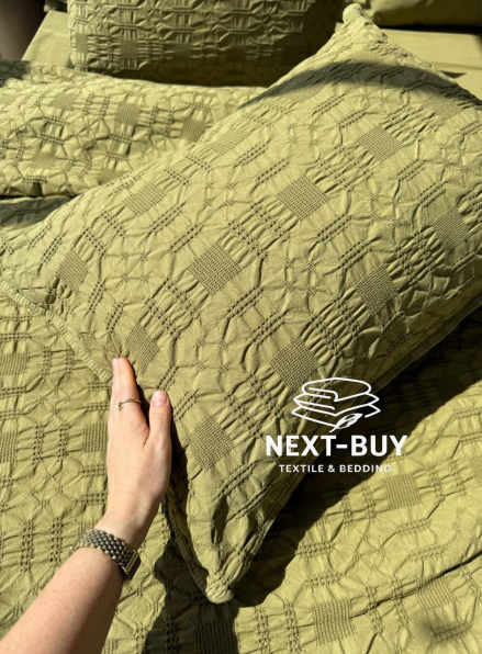 Эксклюзивное постельное белье Limasso Kristal Olive 200x220 из вареного хлопка
