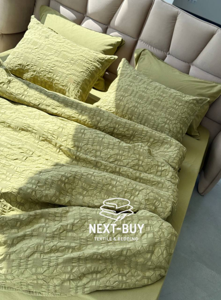 Эксклюзивное постельное белье Limasso Kristal Olive 200x220 из вареного хлопка