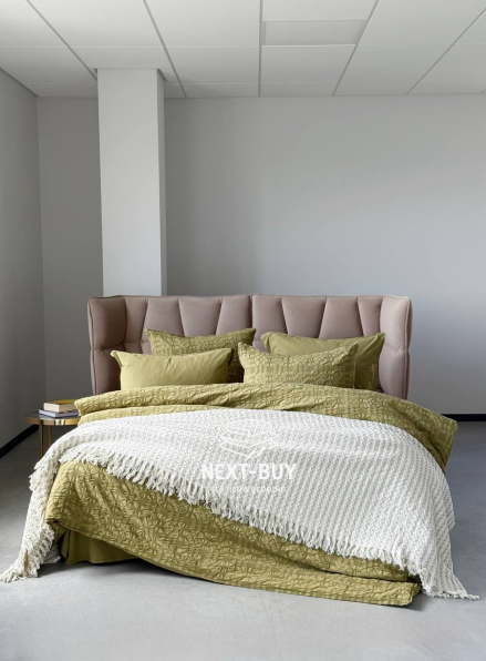 Легкий плед жатка з бахромою Maison D'or Paris Melodia green 220х240