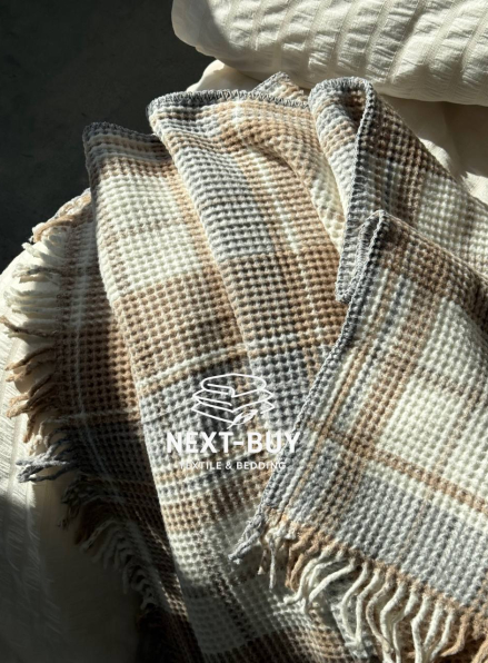 Плед в клетку Aksu Cozy Life Inka Bej