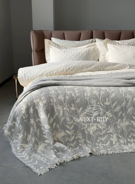 Муслиновое покрывало Misty Garden Gri евро Турция