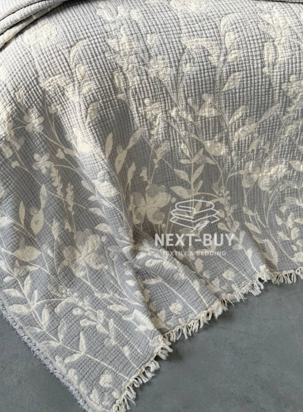 Муслиновое покрывало Misty Garden Gri евро Турция