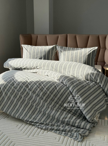 Постільна білизна з простирадлом на резинці Saheser Nadia Antrasit євро