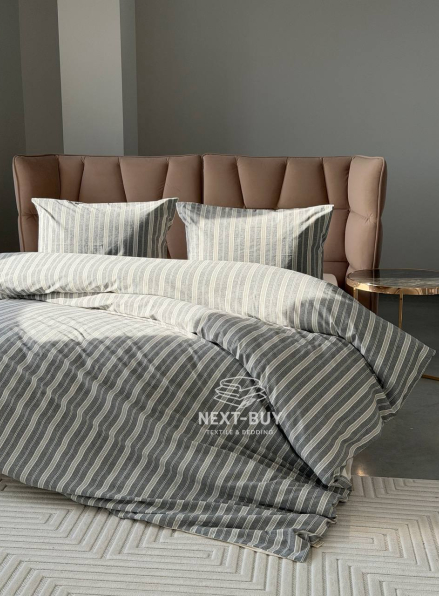 Постільна білизна з простирадлом на резинці Saheser Nadia Antrasit євро