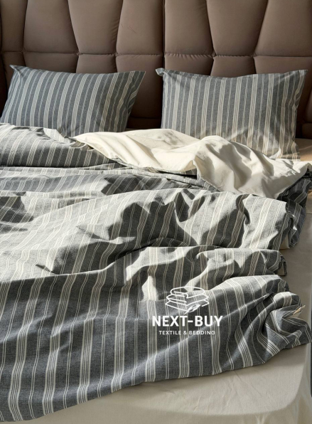 Постільна білизна з простирадлом на резинці Saheser Nadia Antrasit євро