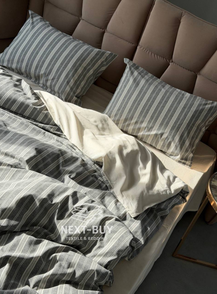 Постільна білизна з простирадлом на резинці Saheser Nadia Antrasit євро