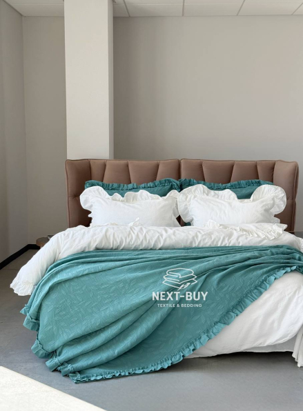 Жакардове покривало з наволочками Saheser Ilda green євро Туреччина