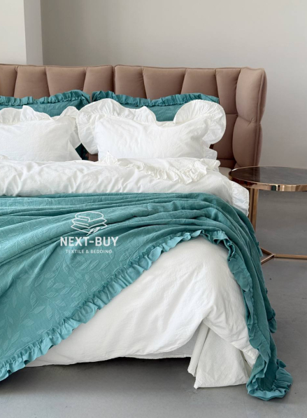 Жакардове покривало з наволочками Saheser Ilda green євро Туреччина