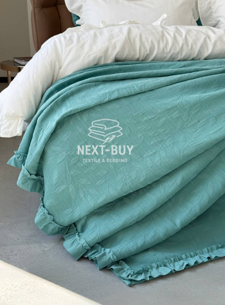 Жакардове покривало з наволочками Saheser Ilda green євро Туреччина