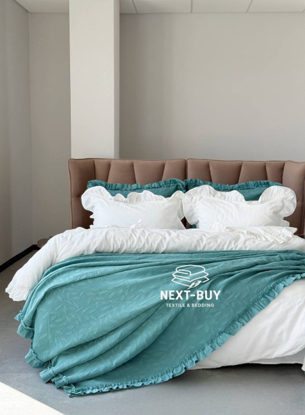 Жакардове покривало з наволочками Saheser Ilda green євро Туреччина