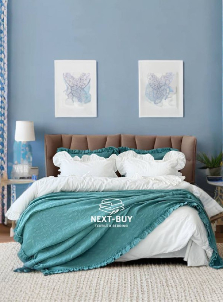 Жакардове покривало з наволочками Saheser Ilda green євро Туреччина