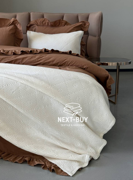 Жакардове покривало з наволочками Saheser Salsa krem євро Туреччина