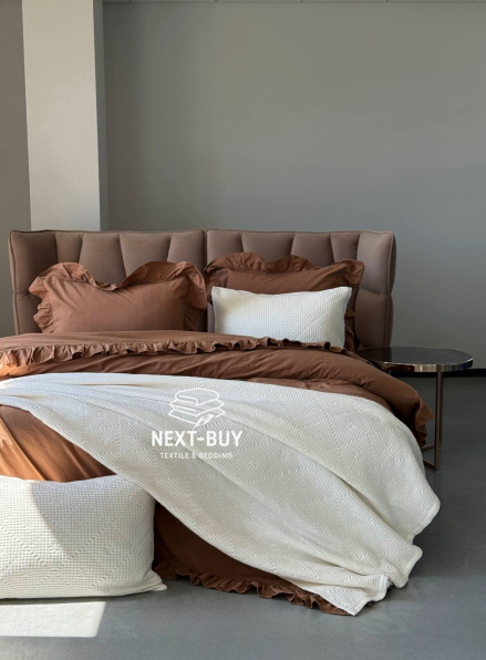 Жакардове покривало з наволочками Saheser Salsa krem євро Туреччина