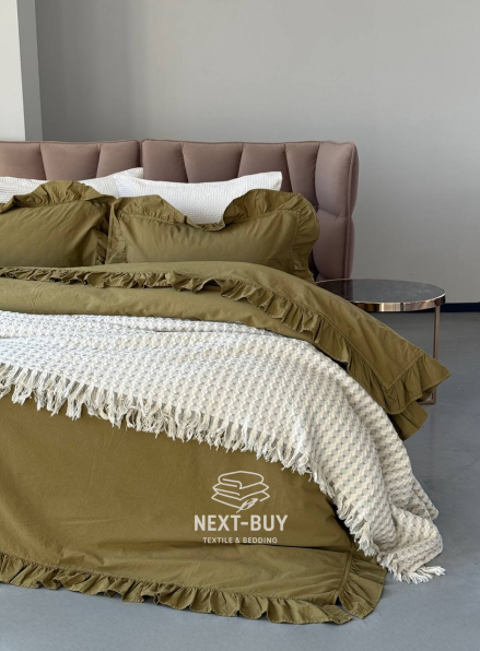 Эксклюзивное постельное белье Limasso Exclusive Olive 200x220 из вареного хлопка