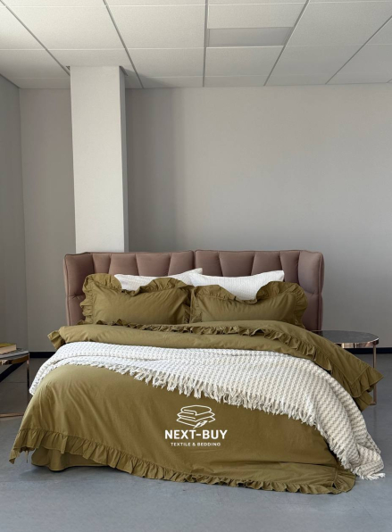 Эксклюзивное постельное белье Limasso Exclusive Olive 200x220 из вареного хлопка