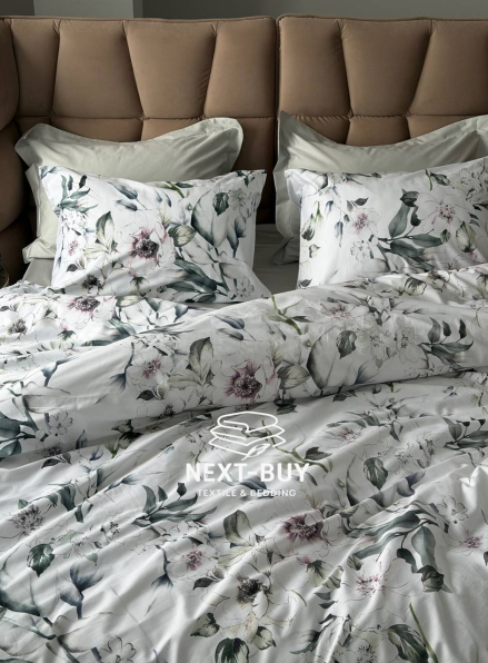 Постільна білизна преміум сатин 300 TC Digital Saheser RUMA євро комплект з дизайнерським квітковим принтом Туреччина