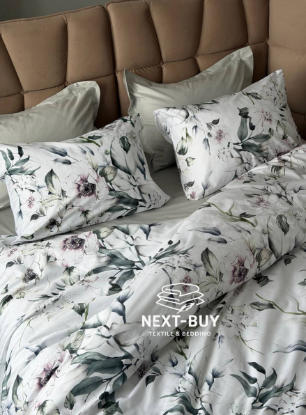 Постільна білизна преміум сатин 300 TC Digital Saheser RUMA євро комплект з дизайнерським квітковим принтом Туреччина