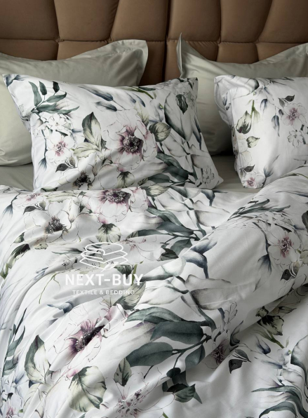 Постільна білизна преміум сатин 300 TC Digital Saheser RUMA євро комплект з дизайнерським квітковим принтом Туреччина