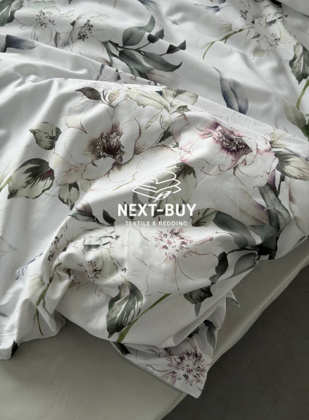 Постільна білизна преміум сатин 300 TC Digital Saheser RUMA євро комплект з дизайнерським квітковим принтом Туреччина