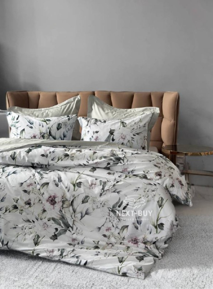 Постільна білизна преміум сатин 300 TC Digital Saheser RUMA євро комплект з дизайнерським квітковим принтом Туреччина