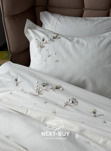 Постільна білизна євро Saheser Roman Варена бавовна з вишивкою