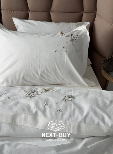 Постільна білизна євро Saheser Roman Варена бавовна з вишивкою