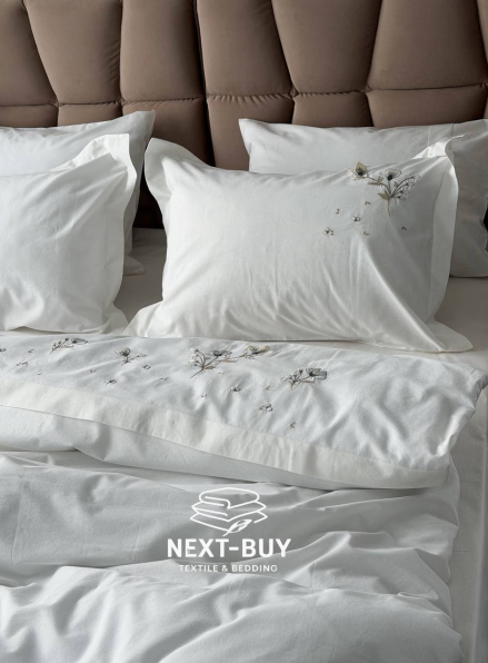 Постільна білизна євро Saheser Roman Варена бавовна з вишивкою