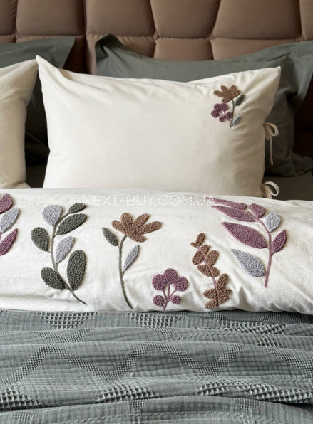 Постільна білизна з піке Saheser Paula Haki євро 200х220