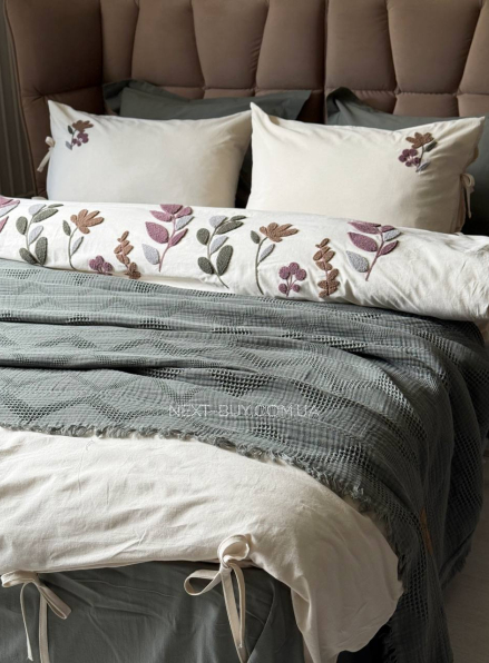 Постільна білизна з піке Saheser Paula Haki євро 200х220