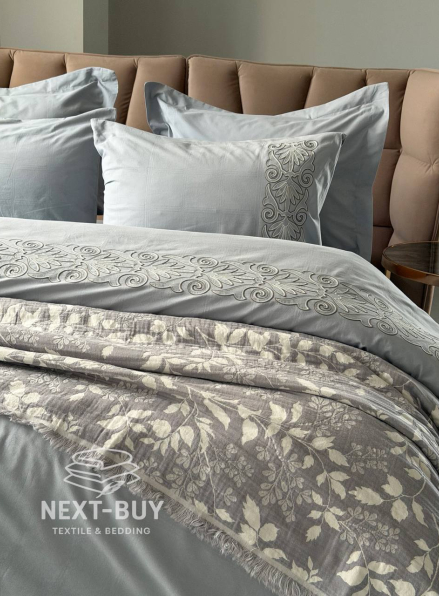 Постільна білизна варена бавовна євро Saheser Rocco Grey Туреччина