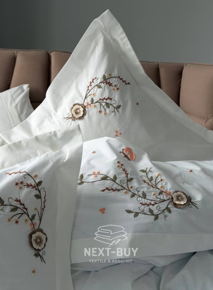 Постільна білизна Saheser COSMOS з вареної бавовни з аплікацією — преміум комплект Stonewashed Cotton, євро, Туреччина