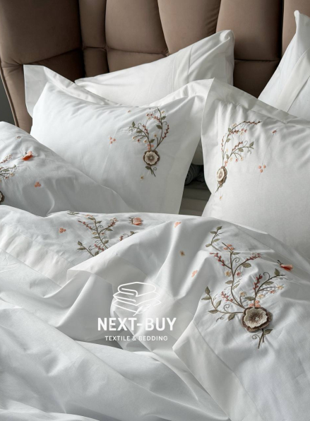 Постільна білизна Saheser COSMOS з вареної бавовни з аплікацією — преміум комплект Stonewashed Cotton, євро, Туреччина