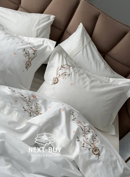 Постільна білизна Saheser COSMOS з вареної бавовни з аплікацією — преміум комплект Stonewashed Cotton, євро, Туреччина