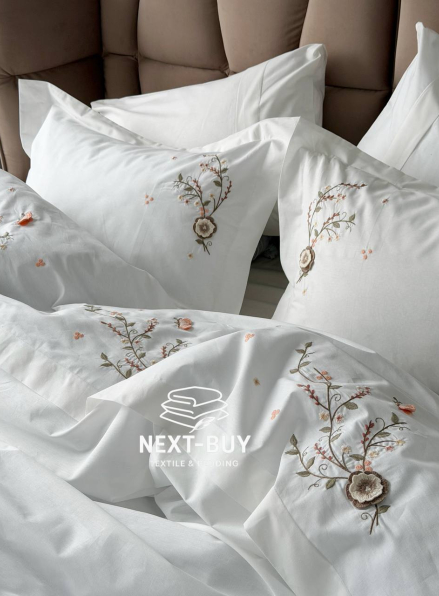 Постільна білизна Saheser COSMOS з вареної бавовни з аплікацією — преміум комплект Stonewashed Cotton, євро, Туреччина