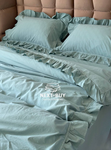 Эксклюзивное постельное белье Limasso Exclusive  Mineral blue 200x220 из вареного хлопка